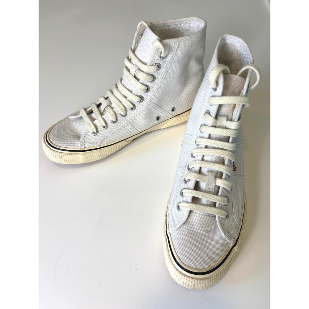 Superga 2494 BOLD White Canvas Hi-top Sneakers Mens 7.5 Womens 9